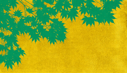 リアルなカエデを金箔に描いた、琳派風のシルエットアート