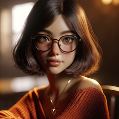 A portrait of a youthful character set against a serene1