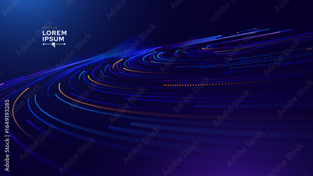 Aufkleber high speed light particles internet data background. digital road fast speed internet broadband data