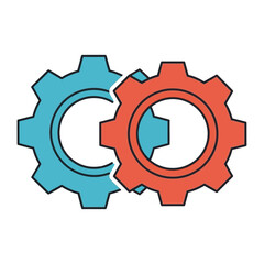 Interlocking Gear: A stylized illustration of two brightly colored gears interlock, symbolizing teamwork, progress and the seamless connection of complex mechanisms.