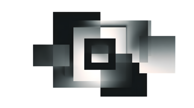 Irregular cutout shapes layered in visual tension