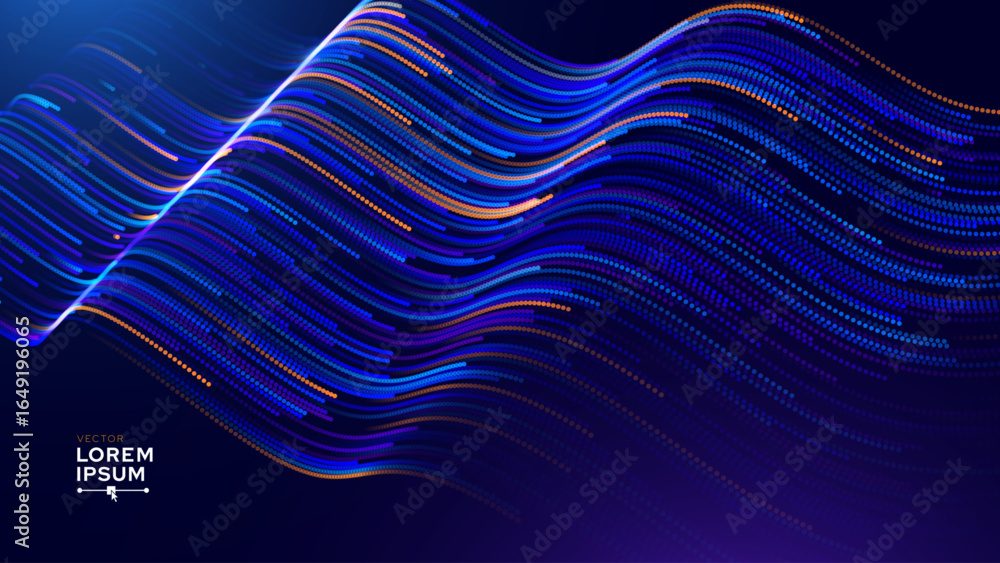 Aufkleber cyber big data flow particles bokeh. digital neural network. concept of ai artificial intelligence t