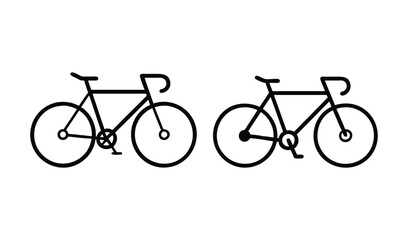 Fototapeta premium Two simple line art bicycles side by side on a white background