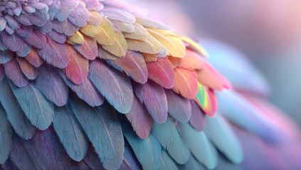 Obraz premium Close-up of multicolored bird feathers