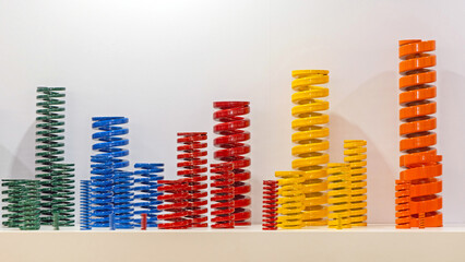 Different Sizes and Shape Colourful Metal Spring Coils at Shelf