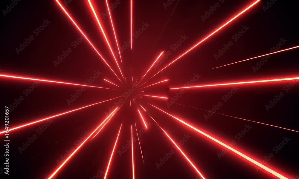 Poster red led lights on the wall, red light dots arranged in lines with a red background, close-up of a di