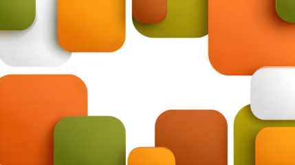 Staggered layout with floating shapes and soft edges