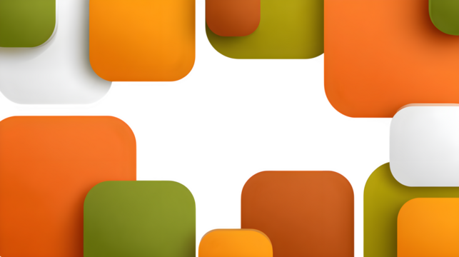 Staggered layout with floating shapes and soft edges - Powered by Adobe