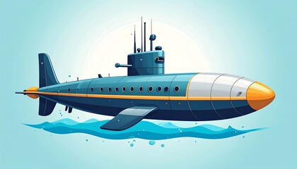 Submarine illustration in cartoon style