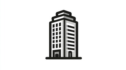 Minimalistic building icon with clear lines, perfect for urban planning, construction projects, and real estate advertisements in digital and print formats.