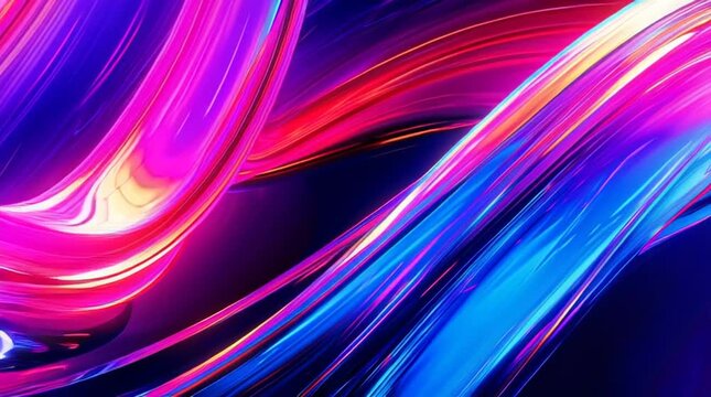 Illustration abstraite futuriste aux lumi&egrave;res n&eacute;on et courbes fluides
