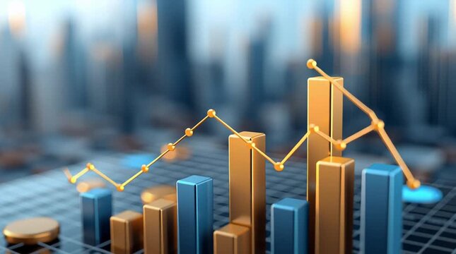 Illustration minimaliste d&rsquo;affaires avec graphiques financiers en croissance