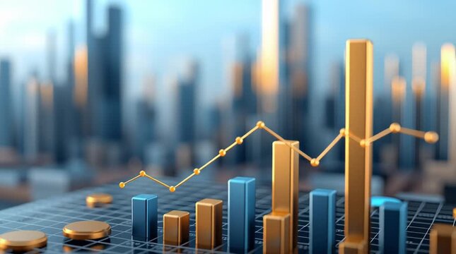 Illustration minimaliste d&rsquo;affaires avec graphiques financiers en croissance