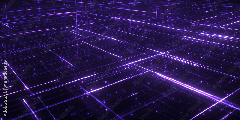 Poster purple glowing digital grid lines with futuristic abstract background