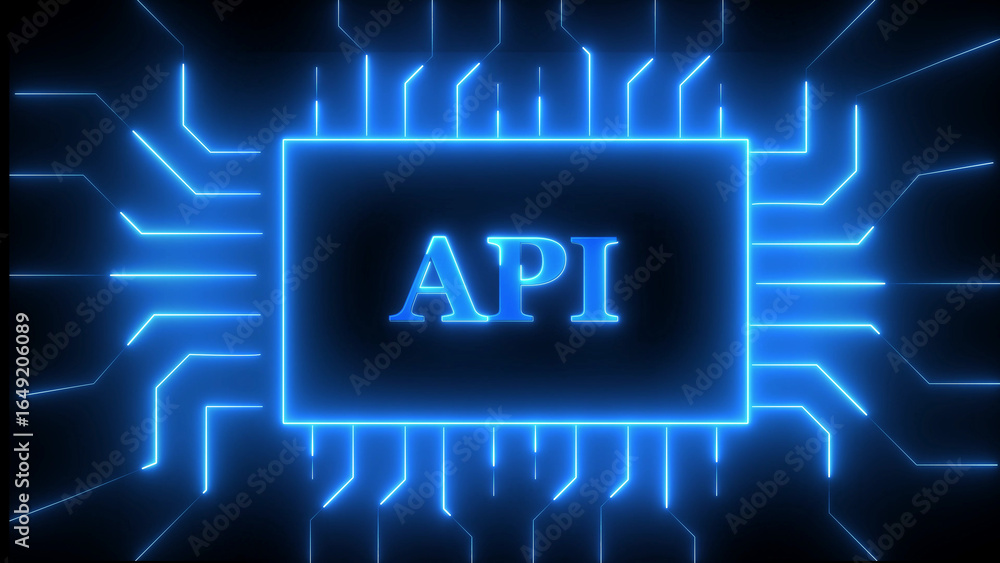 Aufkleber blue neon api circuit board abstract application programming interface