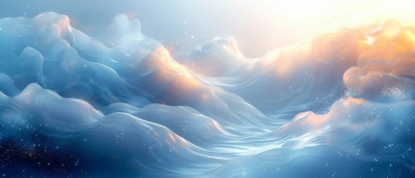 Fond d&rsquo;&eacute;cran abstrait aquatique avec vagues fluides et reflets lumineux