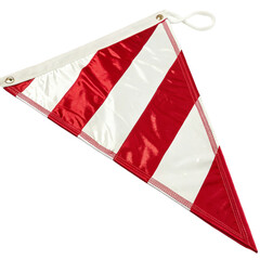 Red and white striped nautical signal flag on black background