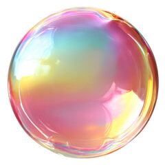 Obraz premium Soap bubble with rainbow hues, minimal style, isolated on white