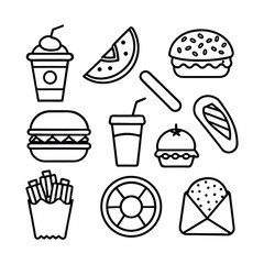 fast food Silhouettes set