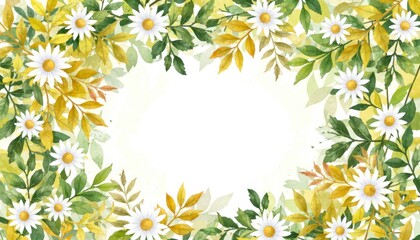 Floral border design nature digital illustration spring vibe colorful leaves and flowers fresh aesthetic