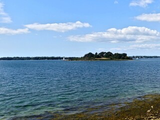 Ile-aux-Moines, August 2025: Hiking around Ile-aux-Moines in the Gulf of Morbihan in Brittany- View of the sea
