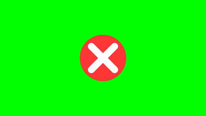 Obraz premium Red Cross Mark on Green Screen Background – Wrong, Error, or Cancel Symbol