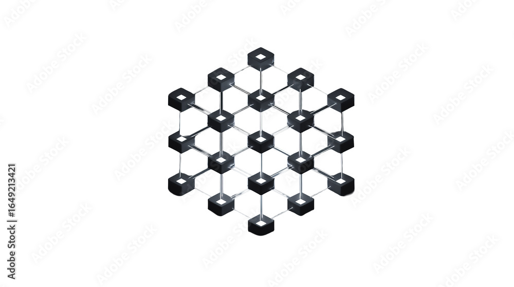 Aufkleber futuristic network structure with cubes and lights on transparent background