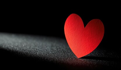 Obraz premium Red paper heart illuminated by a single light source