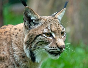 Obraz premium Bobcat in winter snow, natural habitat, and front-facing portrait