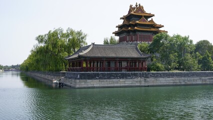 Temple and river at forbidden city in Beijing, China