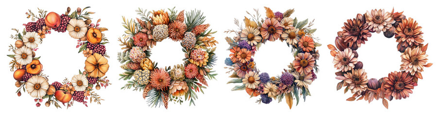 Fototapeta premium Autumn floral wreaths vibrant elegance