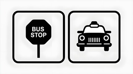 stop sign and taxi icon