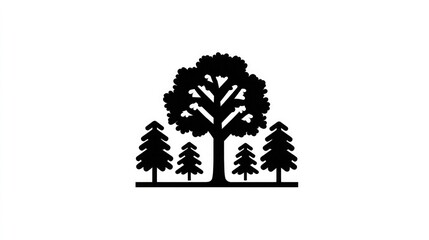 Minimalistic park icon with tree silhouettes, representing nature conservation, public parks, and healthy living themes in digital and print materials.