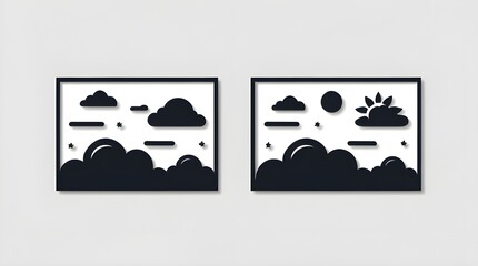 icon of black clouds and sun covered by clouds