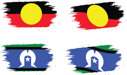 Australian Aboriginal and Torres Strait Islander Flags with Artistic Brushstroke Effect.