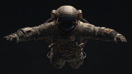 Dark astronaut suit, floating in deep space