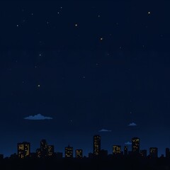 Fototapeta premium Nighttime Cityscape with Starry Sky