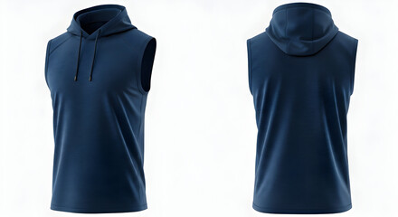 Dark blue sleeveless athletic hoodie for workouts outdoor activities or casual comfort. Ideal for training gym sessions and active living.