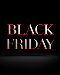 Black Friday text in red and white on black background  