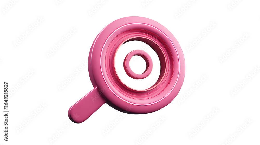 Poster glossy pink target icon with nested circles on transparent background