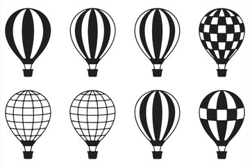 Obraz premium Minimalist Hot Air Balloon Vector Icons for Travel and Flight Design