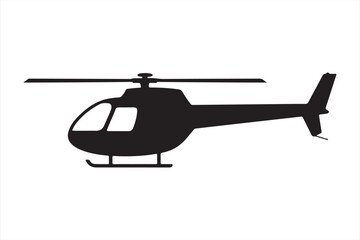 Black Silhouette of Helicopter – Vector Icon for Aviation and Transport