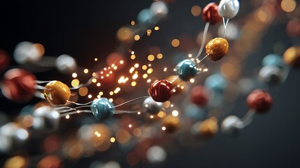 A stylized animation of atoms colliding and reacting