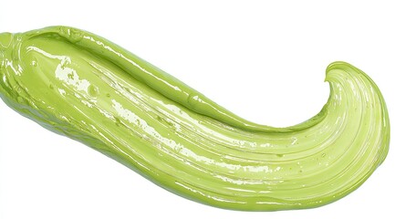 Light green paint stroke, smooth and glossy, curved shape