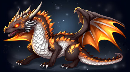 Mythical beast artwork with black scales