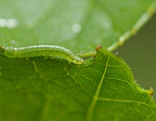 Fototapeta premium Caterpillar on Leaf Edge