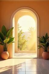 Warm, inviting sunlit entrance to a bright, airy space Perfect for welcoming, hospitality, or new beginnings Ideal for websites, blogs, and social media Clean, modern design , design, new
