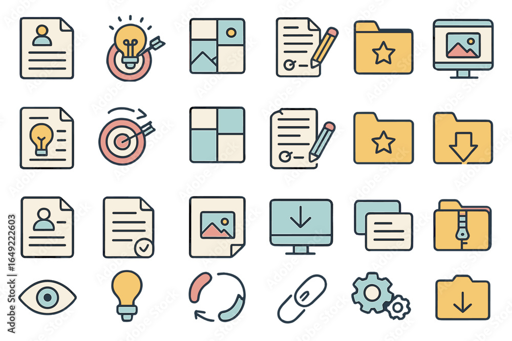 Poster creative design elements representing digital organization and productivity tools for modern workflo