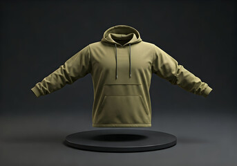 Stylish olive green hoodie mock-up perfect for apparel presentations product launches and online store displays a versatile template for fashion branding and design showcases.