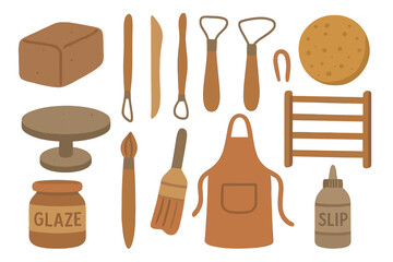 Baking tools and materials including dough, utensils, and decorative items arranged on a flat surface